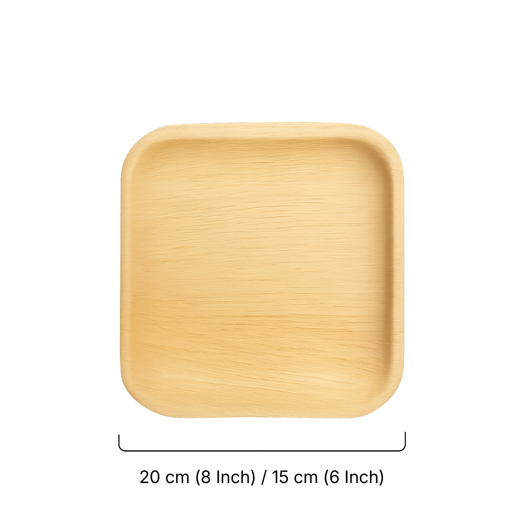 Square Palm Leaf Plates (15-20 cm) 6 & 8 Inches | 100% Natural, Eco-Friendly & Compostable