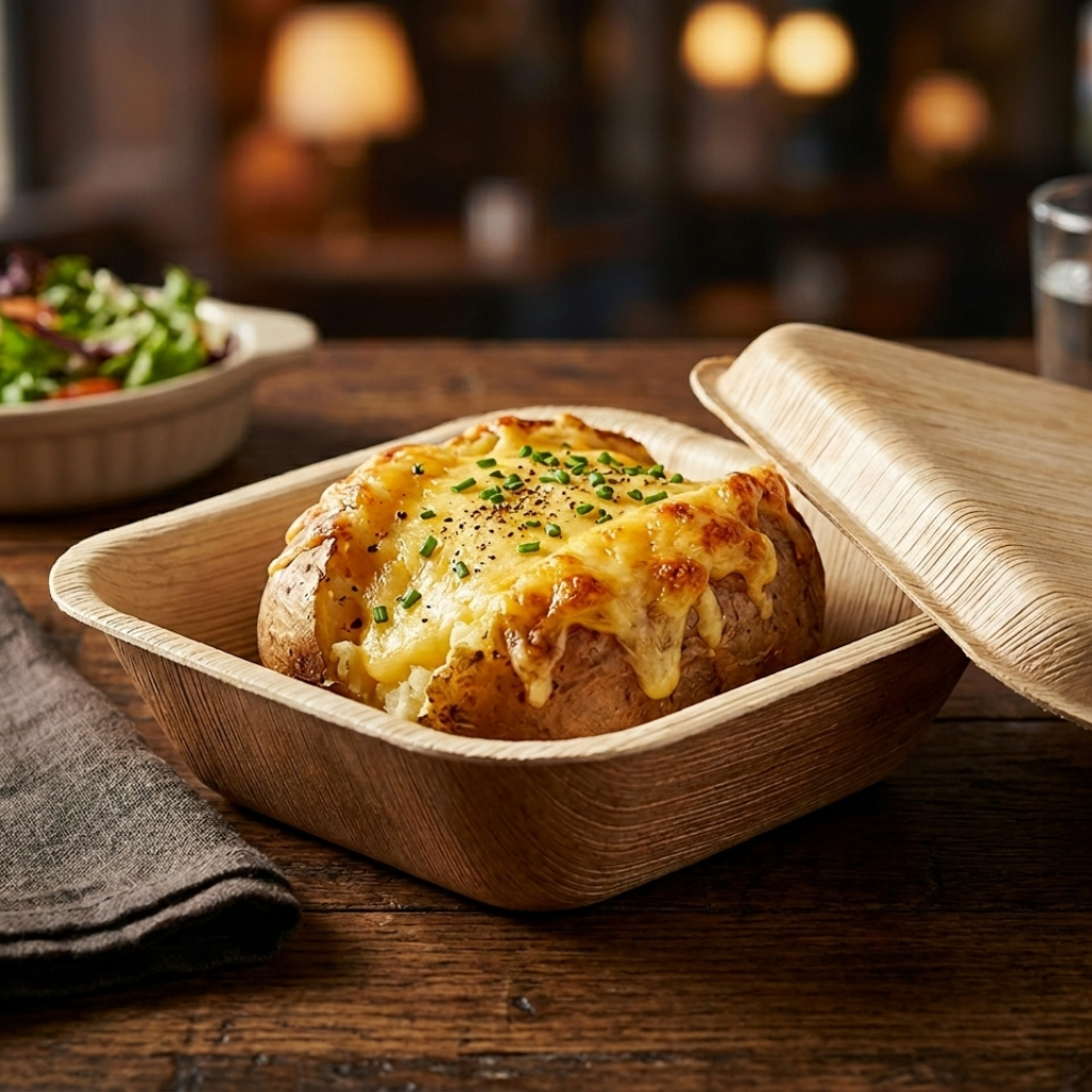 Palm Leaf Takeaway Box (500 ml)| 100% Natural, Eco-Friendly & Compostable