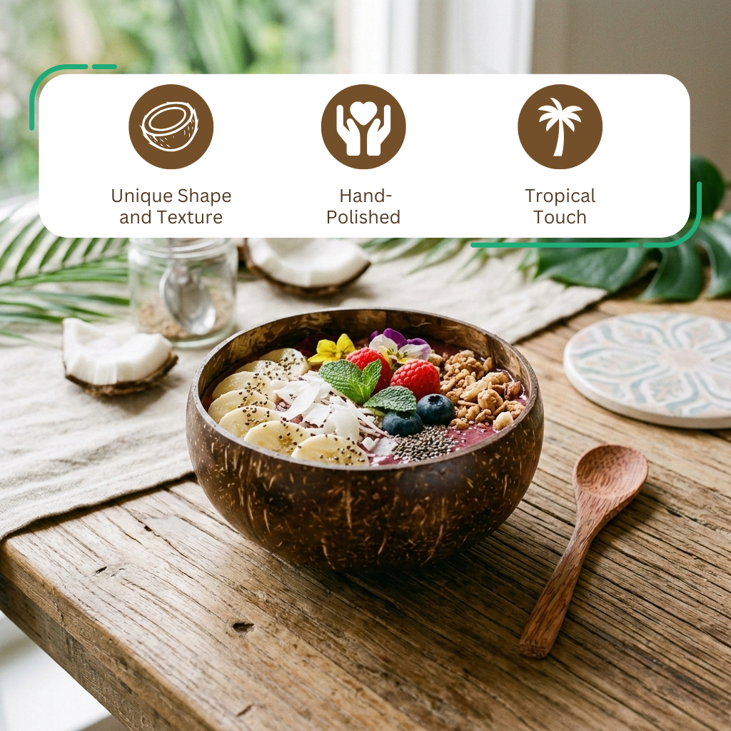 Handcrafted Coconut Bowl 500 ml – Perfect for Smoothie & Acai Bowls