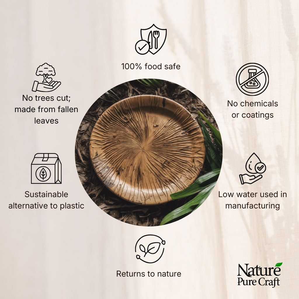 Round Palm Leaf Plates (18-20 cm) 7 & 8 Inches | 100% Natural, Eco-Friendly & Compostable