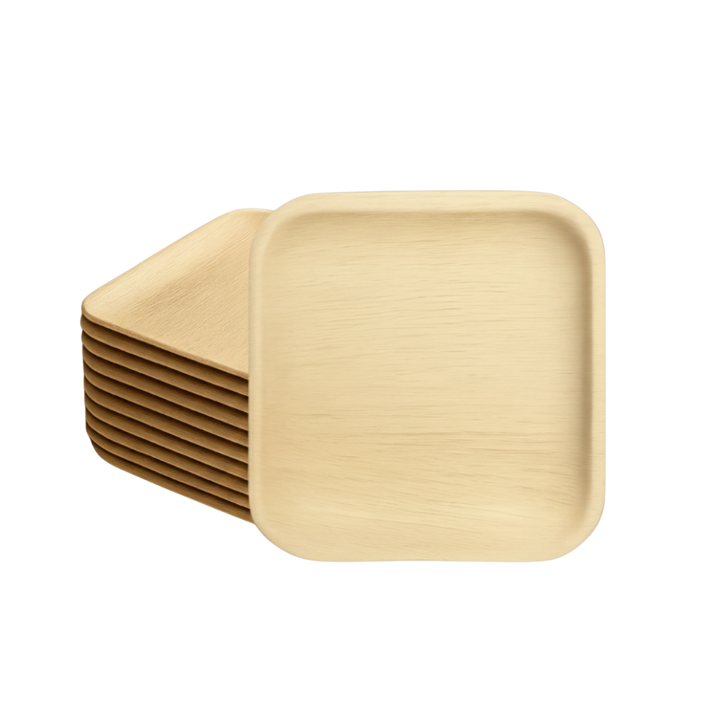 Square Palm Leaf Plates (15-20 cm) 6 & 8 Inches | 100% Natural, Eco-Friendly & Compostable