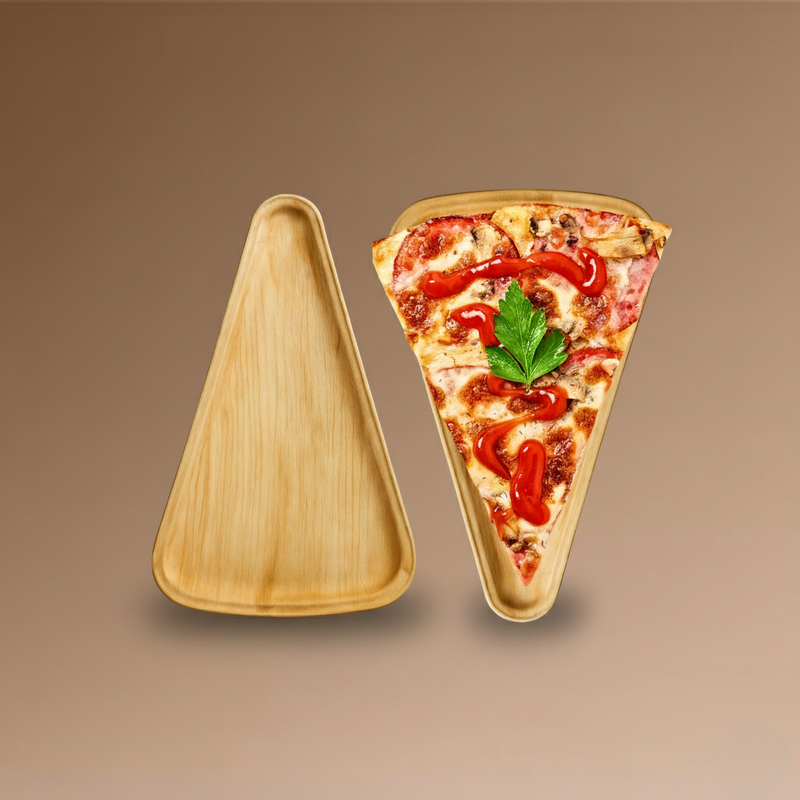 Pizza Slice Palm Leaf Plate (25 cm) 10 Inch| 100% Natural, Eco-Friendly & Compostable