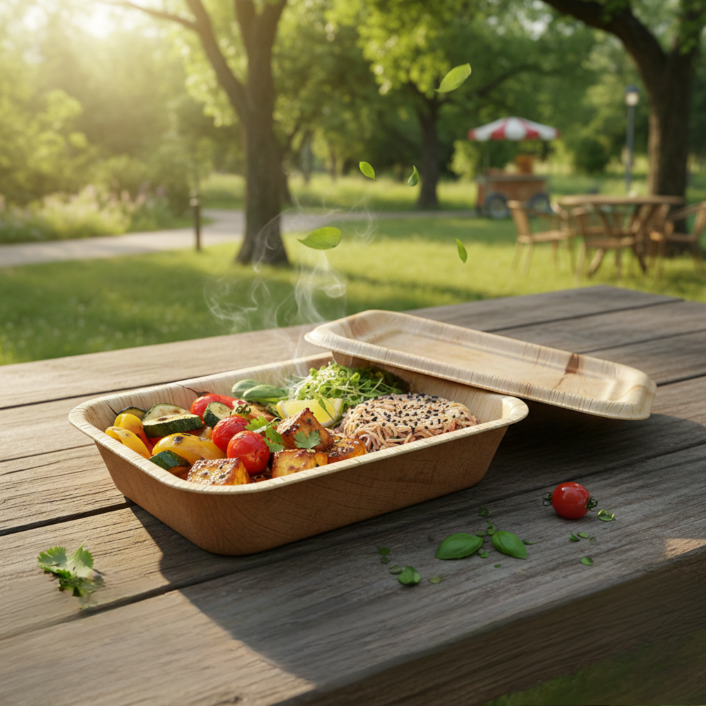Palm Leaf Takeaway Box (1000 ml)| 100% Natural, Eco-Friendly & Compostable