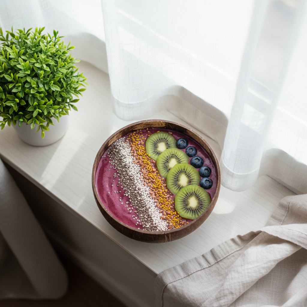 Premium Matt Polish Coconut Bowl 400 ml – Perfect for Smoothie & Acai Bowls