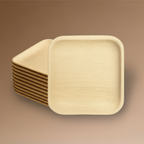 Square Palm Leaf Plates (23-25 cm) 9 & 10 Inches | 100% Natural, Eco-Friendly & Compostable