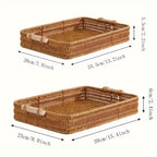 Rectangular Wicker Storage Tray with Wooden Grip – Durable & Versatile Organiser